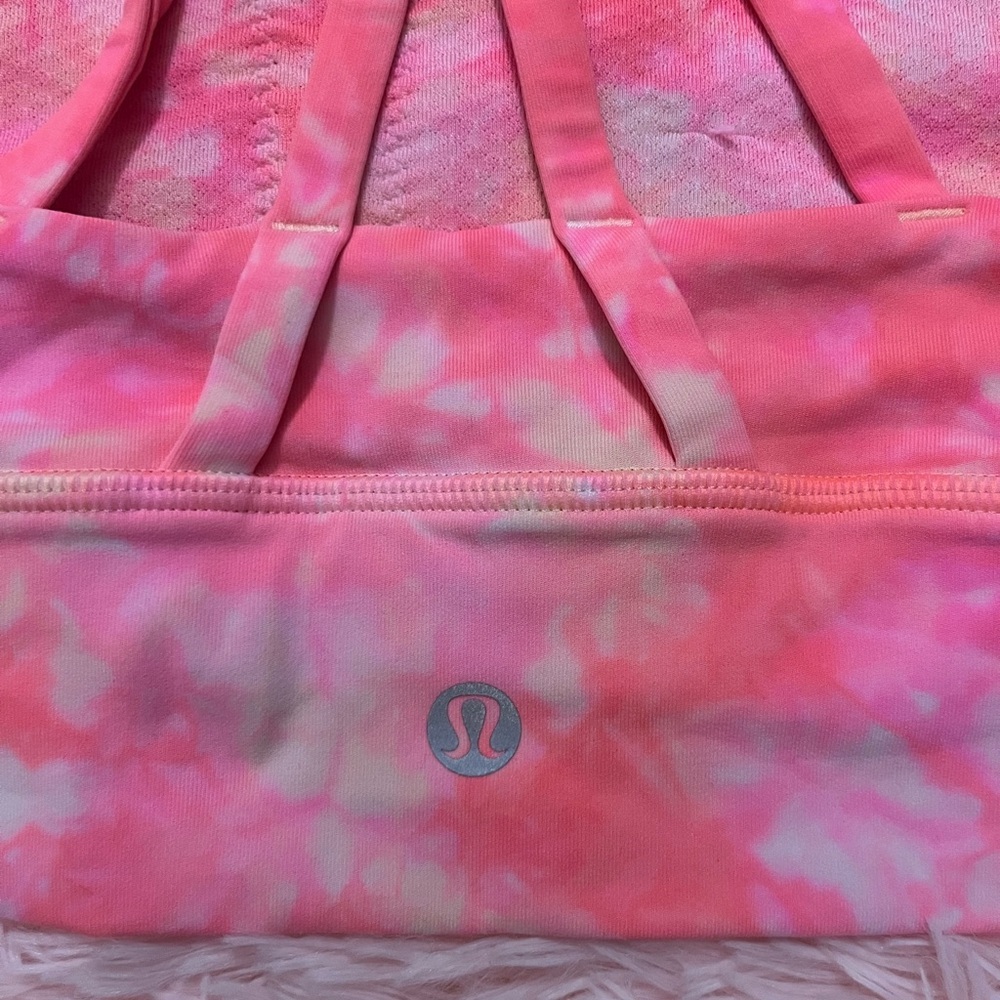 lululemon athletica Pink and Orange/Pink Tie-Dye Sports Bra - Picture 3 of 4
